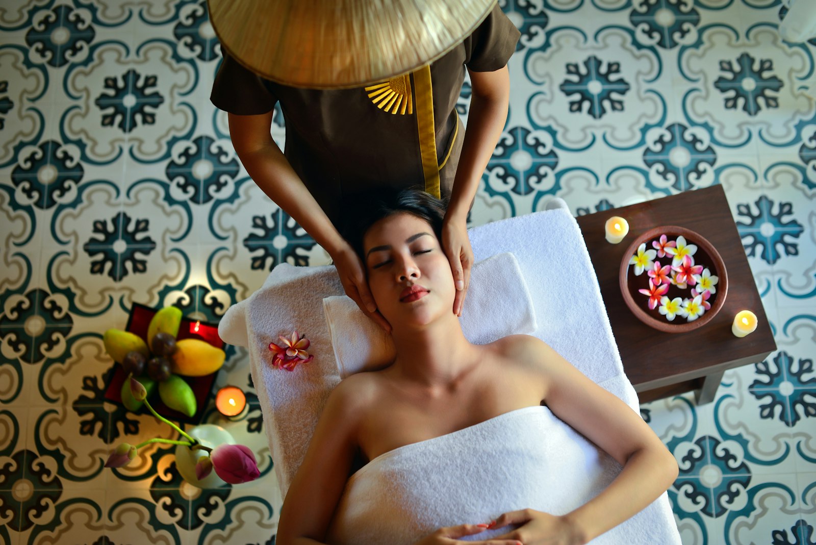 Guest receiving a spa treatment at The Anam