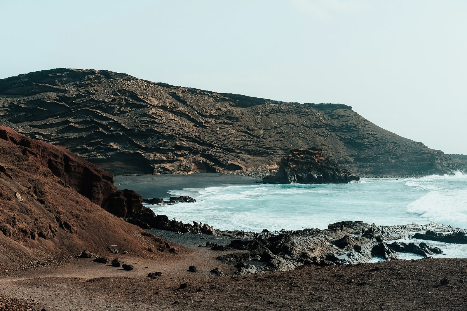 View of the ocean from a rocky cliff