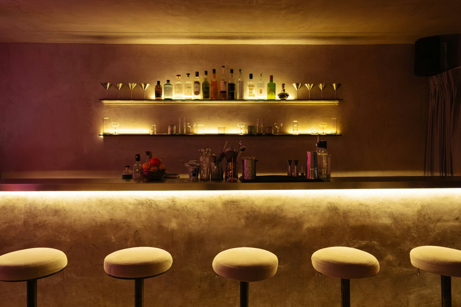 A warmly lit bar interior