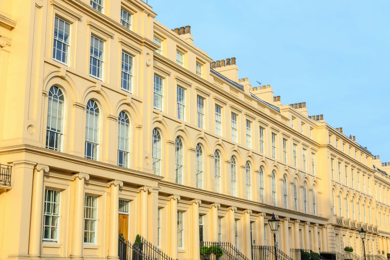 Facade of Georgian style terraced buildings in London
