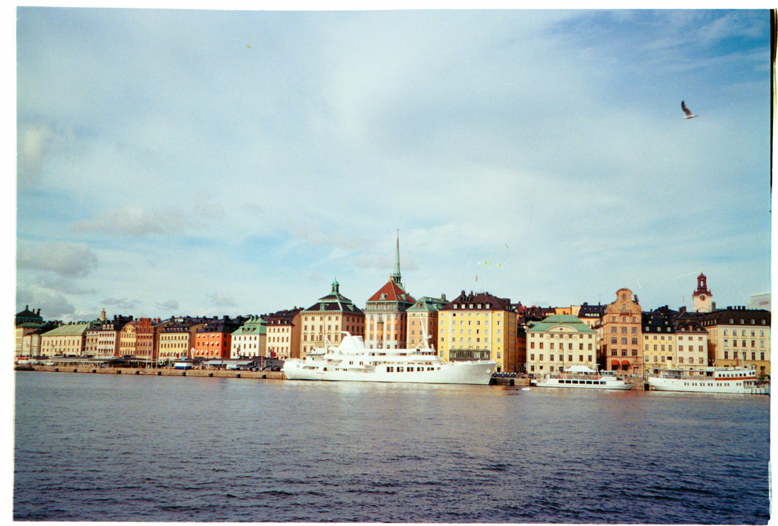 Harbour view of waterfront buildings and a boat